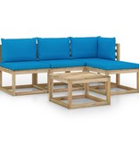 VidaXL 5-delige Loungeset met lichtblauwe kussens