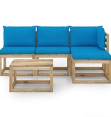 VidaXL 5-delige Loungeset met lichtblauwe kussens