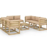 VidaXL 9-delige Loungeset met kussens geïmpregneerd grenenhout