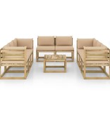 VidaXL 9-delige Loungeset met kussens geïmpregneerd grenenhout