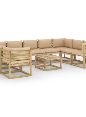 VidaXL 10-delige Loungeset met kussens geïmpregneerd grenenhout