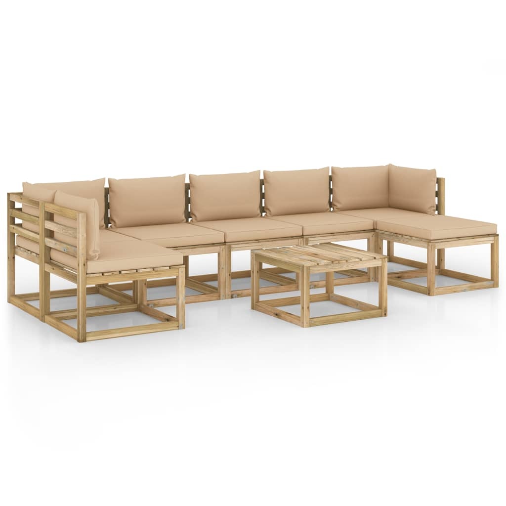 VidaXL 8-delige Loungeset met kussens geïmpregneerd grenenhout