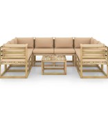 VidaXL 9-delige Loungeset met kussens geïmpregneerd grenenhout