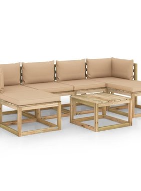 VidaXL 7-delige Loungeset met kussens geïmpregneerd grenenhout