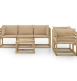 VidaXL 6-delige Loungeset met beige kussens