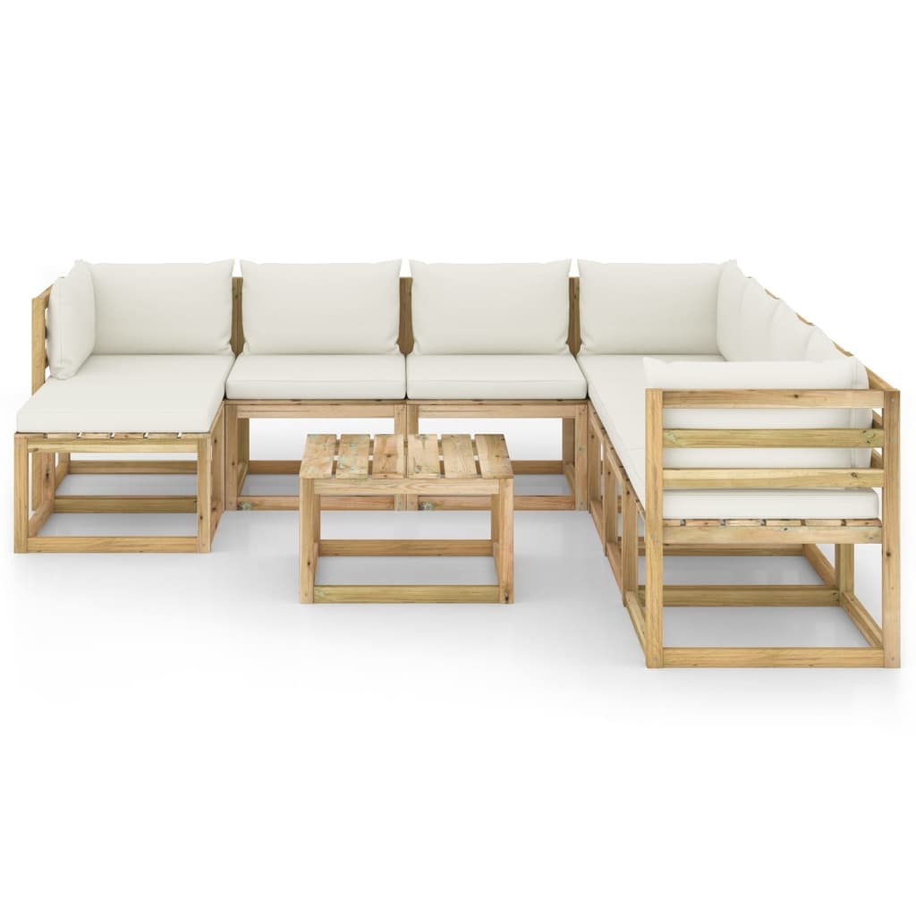 VidaXL 9-delige Loungeset met kussens geïmpregneerd grenenhout