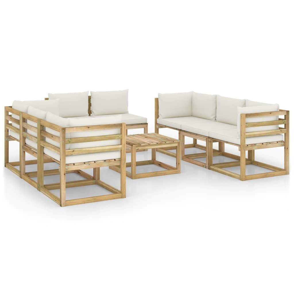 VidaXL 9-delige Loungeset met kussens geïmpregneerd grenenhout
