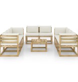 VidaXL 9-delige Loungeset met kussens geïmpregneerd grenenhout