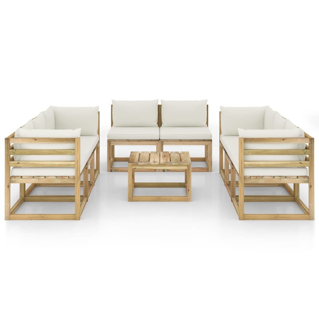 VidaXL 9-delige Loungeset met kussens geïmpregneerd grenenhout
