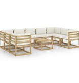 VidaXL 10-delige Loungeset met kussens geïmpregneerd grenenhout