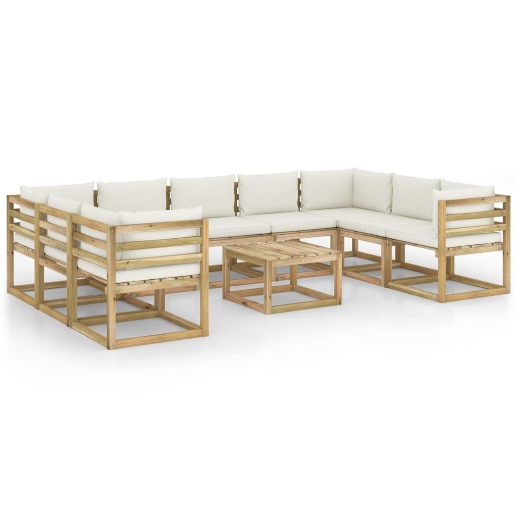 VidaXL 10-delige Loungeset met kussens geïmpregneerd grenenhout