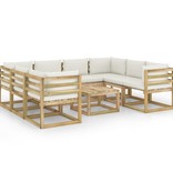 VidaXL 9-delige Loungeset met kussens geïmpregneerd grenenhout