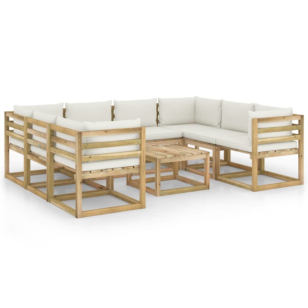 VidaXL 9-delige Loungeset met kussens geïmpregneerd grenenhout