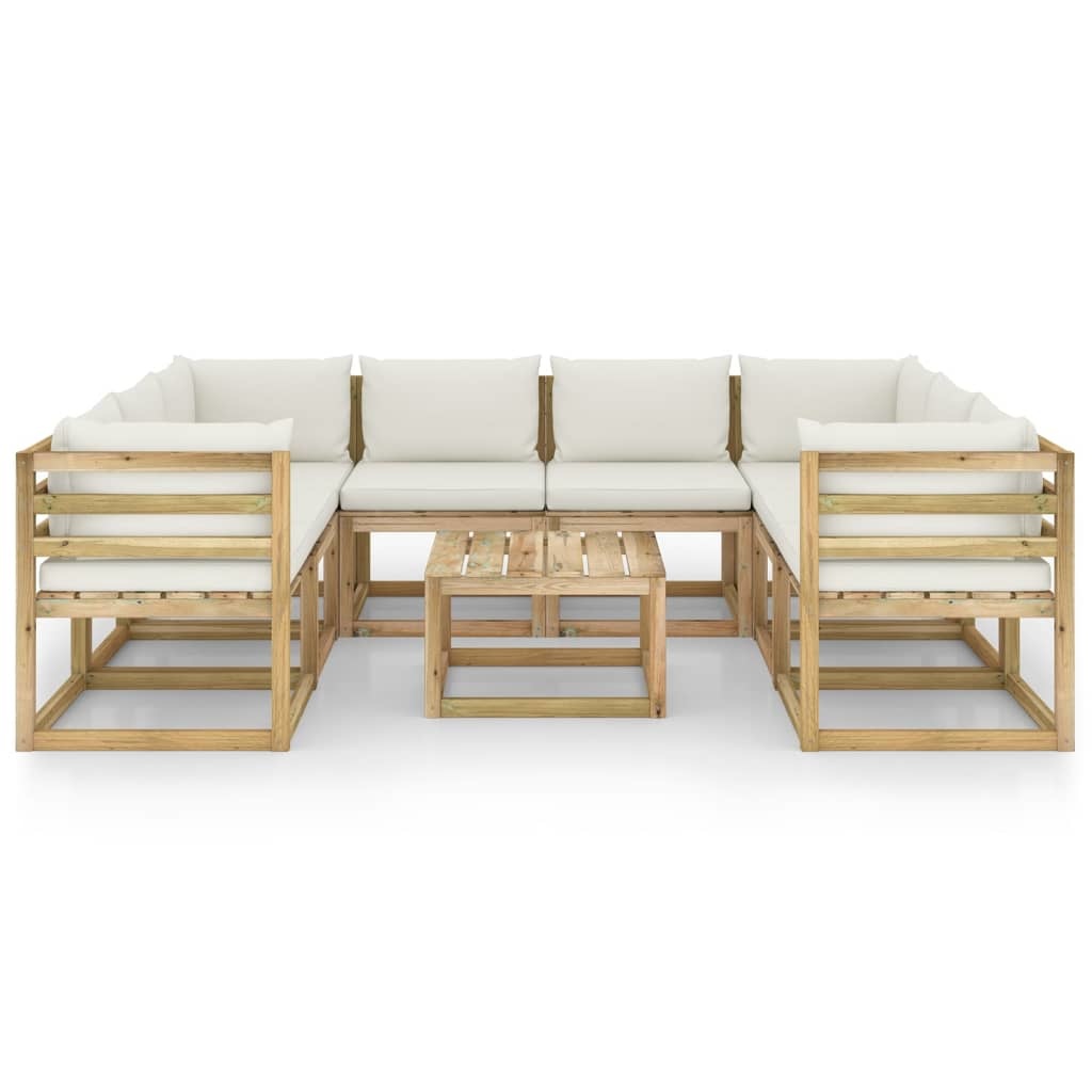 VidaXL 9-delige Loungeset met kussens geïmpregneerd grenenhout