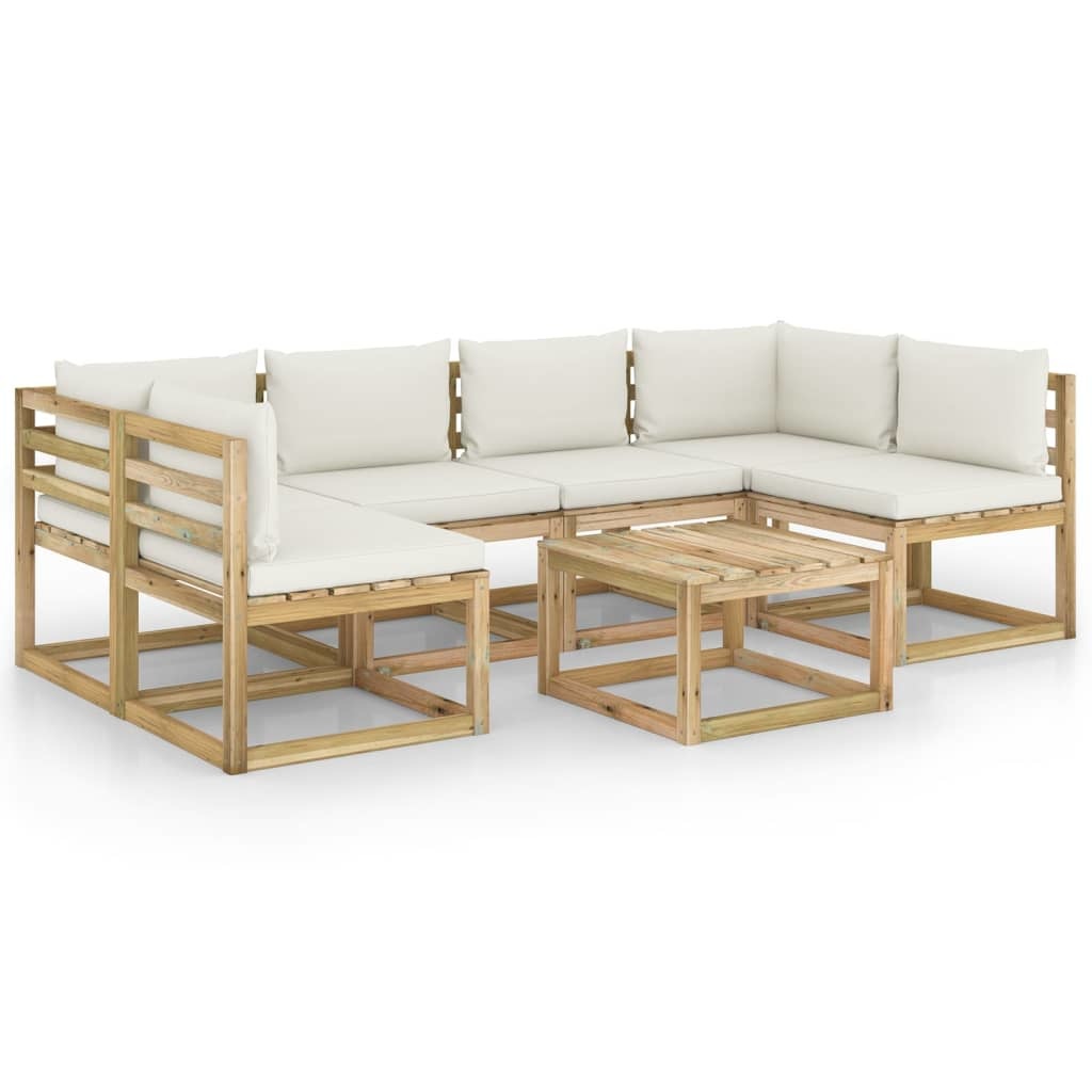 VidaXL 7-delige Loungeset met kussens geïmpregneerd grenenhout