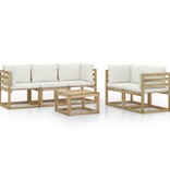 VidaXL 6-delige Loungeset met crèmekleurige kussens