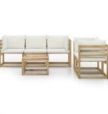 VidaXL 6-delige Loungeset met crèmekleurige kussens