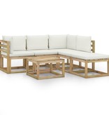VidaXL 6-delige Loungeset met crèmekleurige kussens