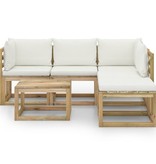 VidaXL 6-delige Loungeset met crèmekleurige kussens