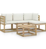 VidaXL 5-delige Loungeset met crèmekleurige kussens