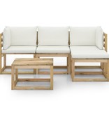 VidaXL 5-delige Loungeset met crèmekleurige kussens