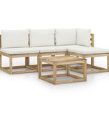 VidaXL 5-delige Loungeset met crèmekleurige kussens