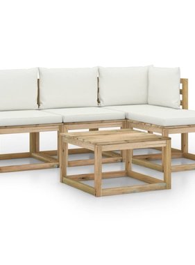 VidaXL 5-delige Loungeset met crèmekleurige kussens