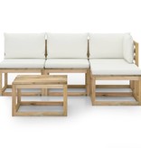 VidaXL 5-delige Loungeset met crèmekleurige kussens