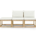 VidaXL 3-delige Loungeset met crèmekleurige kussens