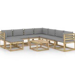 VidaXL 9-delige Loungeset met kussens geïmpregneerd grenenhout