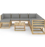 VidaXL 9-delige Loungeset met kussens geïmpregneerd grenenhout