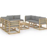 VidaXL 9-delige Loungeset met kussens geïmpregneerd grenenhout