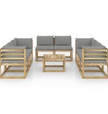 VidaXL 9-delige Loungeset met kussens geïmpregneerd grenenhout