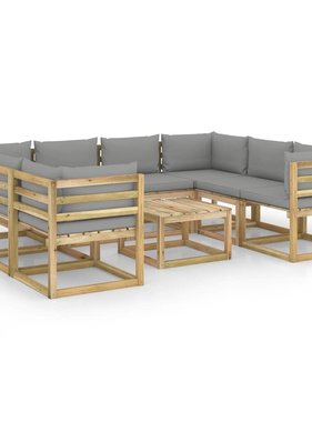 VidaXL 9-delige Loungeset met kussens geïmpregneerd grenenhout