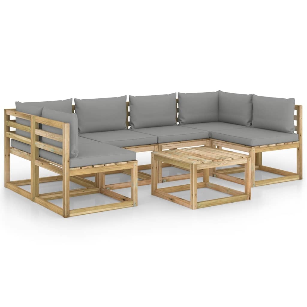 VidaXL 7-delige Loungeset met kussens geïmpregneerd grenenhout