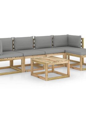 VidaXL 6-delige Loungeset met kussens geïmpregneerd grenenhout