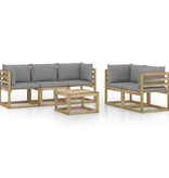 VidaXL 6-delige Loungeset met grijze kussens