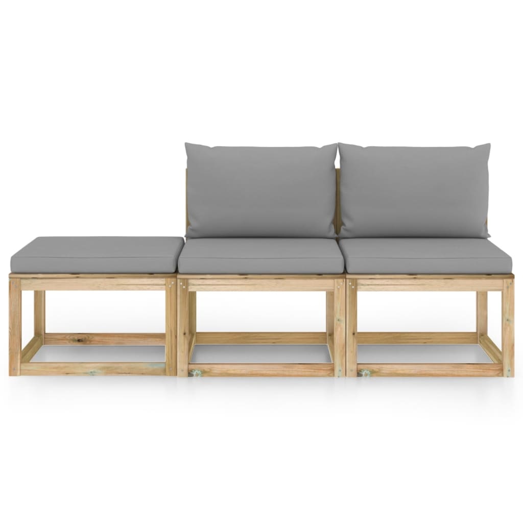 VidaXL 3-delige Loungeset met grijze kussens