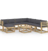 VidaXL 9-delige Loungeset met kussens geïmpregneerd grenenhout