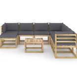 VidaXL 9-delige Loungeset met kussens geïmpregneerd grenenhout