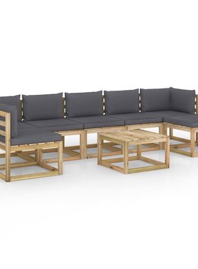 VidaXL 9-delige Loungeset met kussens geïmpregneerd grenenhout
