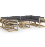 VidaXL 10-delige Loungeset met kussens geïmpregneerd grenenhout