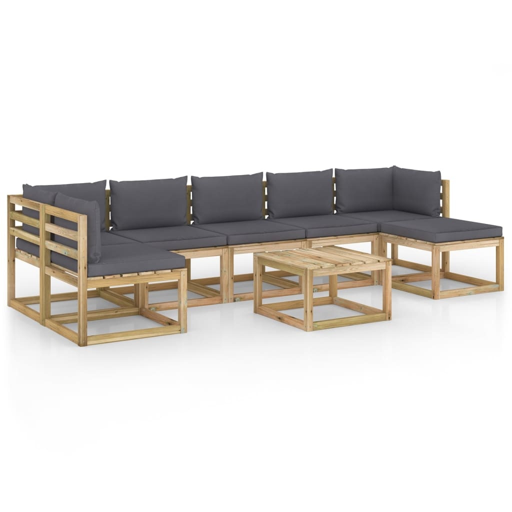 VidaXL 8-delige Loungeset met kussens geïmpregneerd grenenhout