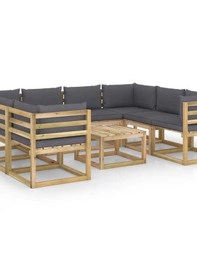 VidaXL 9-delige Loungeset met kussens geïmpregneerd grenenhout