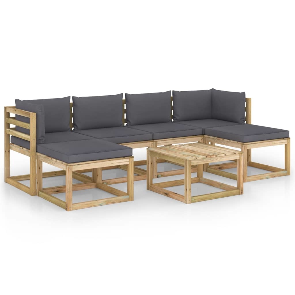 VidaXL 7-delige Loungeset met kussens geïmpregneerd grenenhout