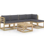 VidaXL 6-delige Loungeset met kussens geïmpregneerd grenenhout