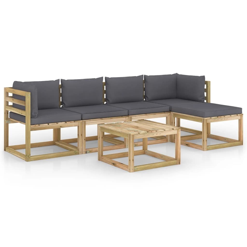 VidaXL 6-delige Loungeset met kussens geïmpregneerd grenenhout