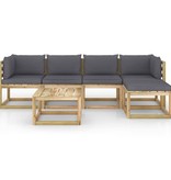 VidaXL 6-delige Loungeset met kussens geïmpregneerd grenenhout