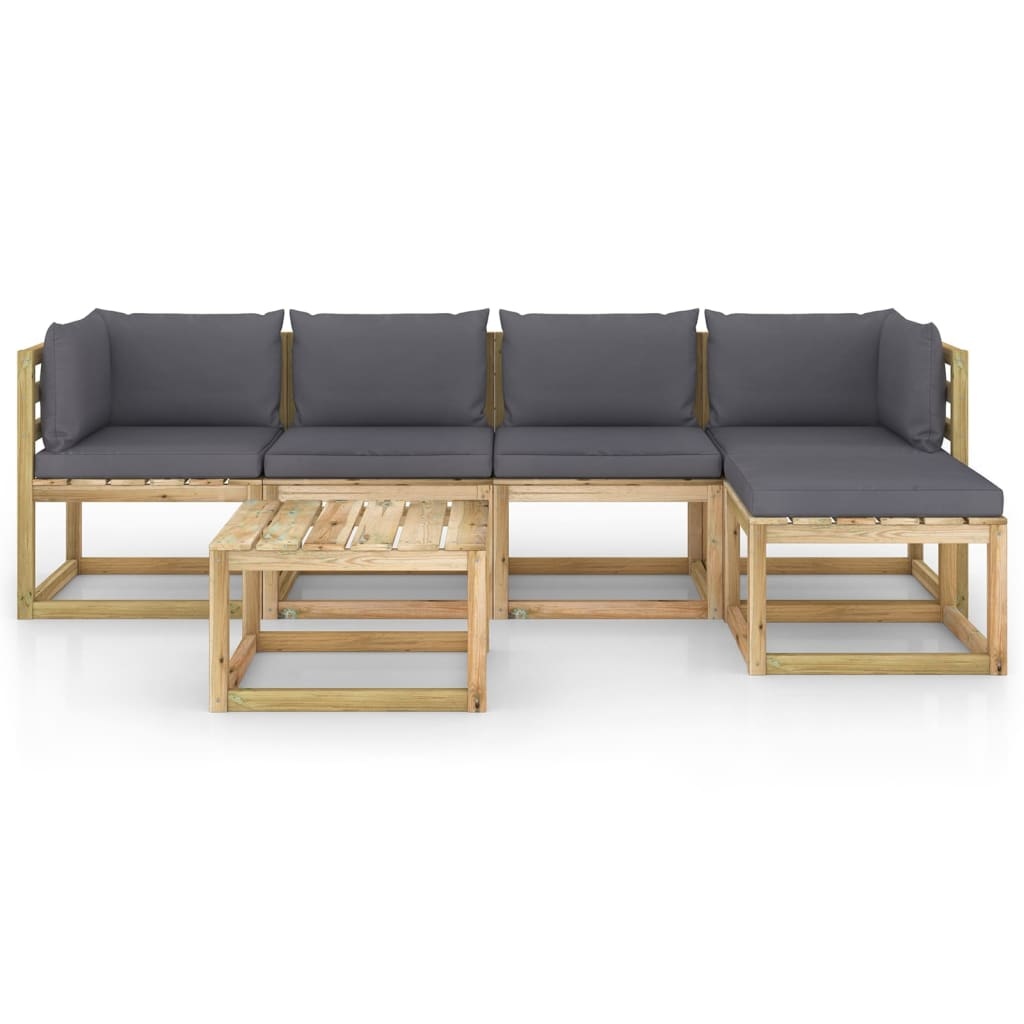 VidaXL 6-delige Loungeset met kussens geïmpregneerd grenenhout