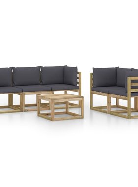 VidaXL 6-delige Loungeset met antracietkleurige kussens